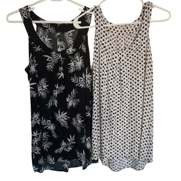 Two Black and White Sleeveless Tops - Picture 1 of 5